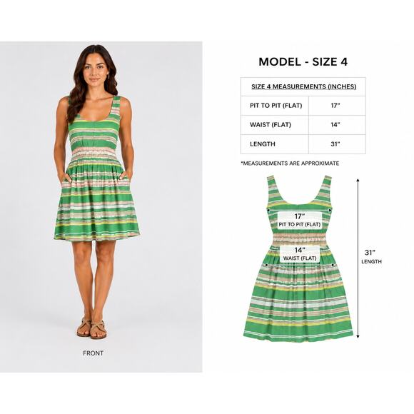 Boden Dresses & Skirts - Boden Hattie Green and Pink Striped Fit and Flare Dress Women's Size 4 Pockets